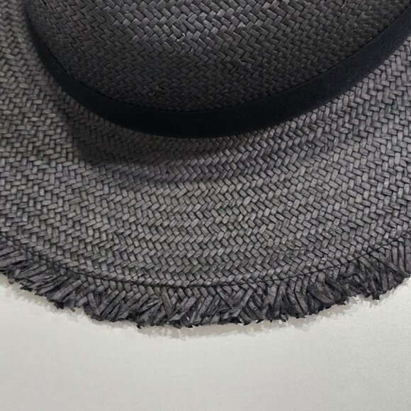 Victoria’s Secret ✦ Black Woven Straw Hat ✦ Fringe Brim w/ Floral Accents OS NWT main image 8